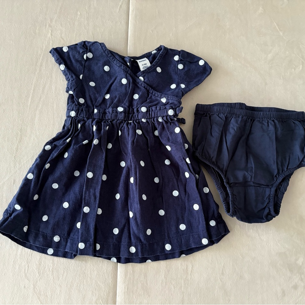 ⭐️2/$15⭐️ Navy Polka Dot Dress & Bloomer